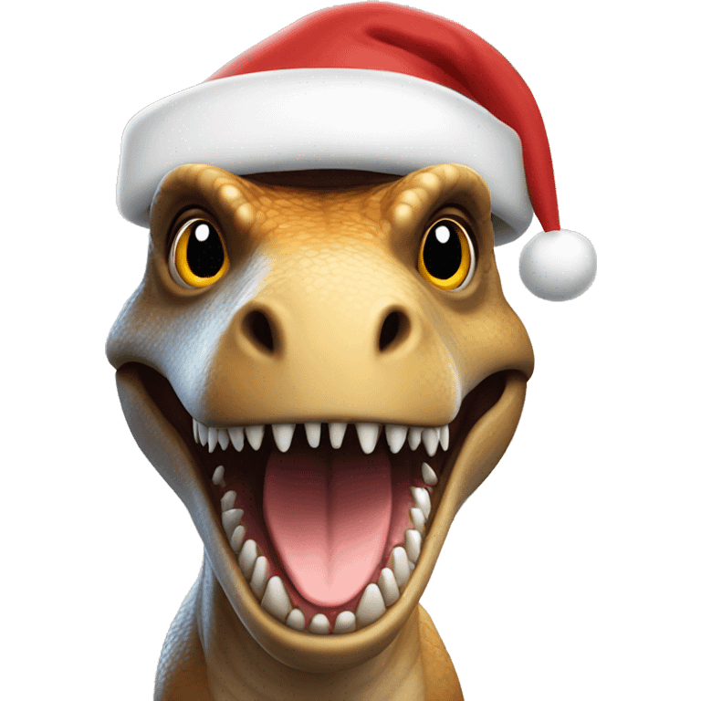 Trex wearing Santa hat emoji