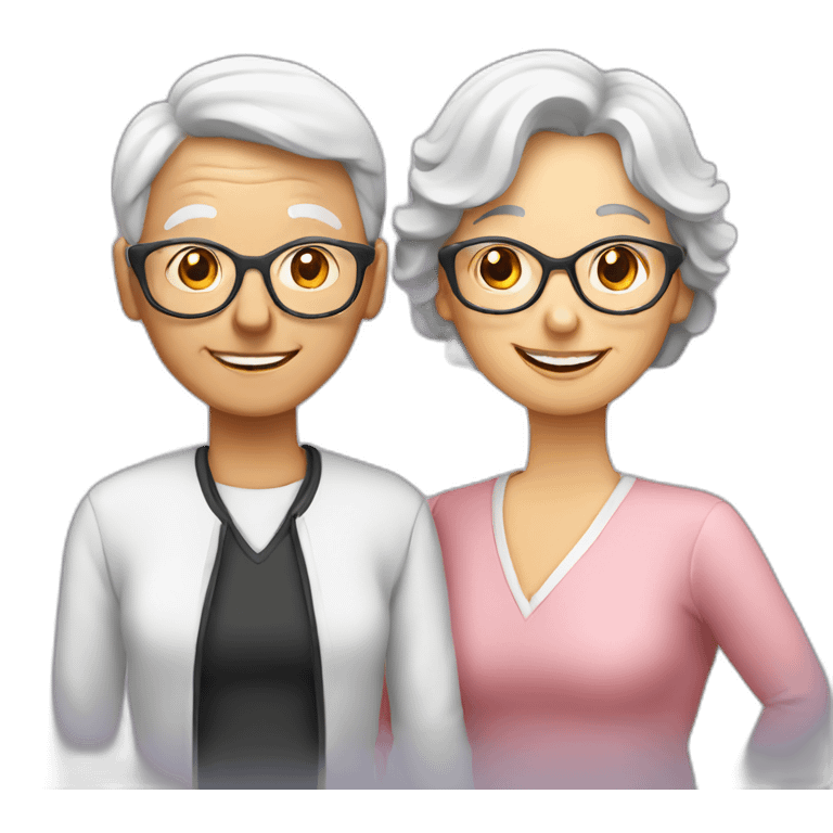 Seniors together with older lady teacher emoji