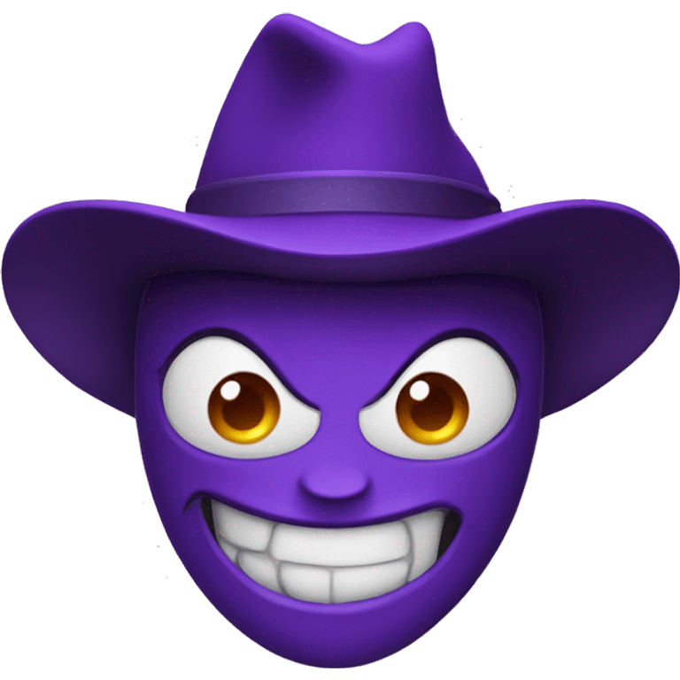 Purple devil emoji with flat brim hat emoji