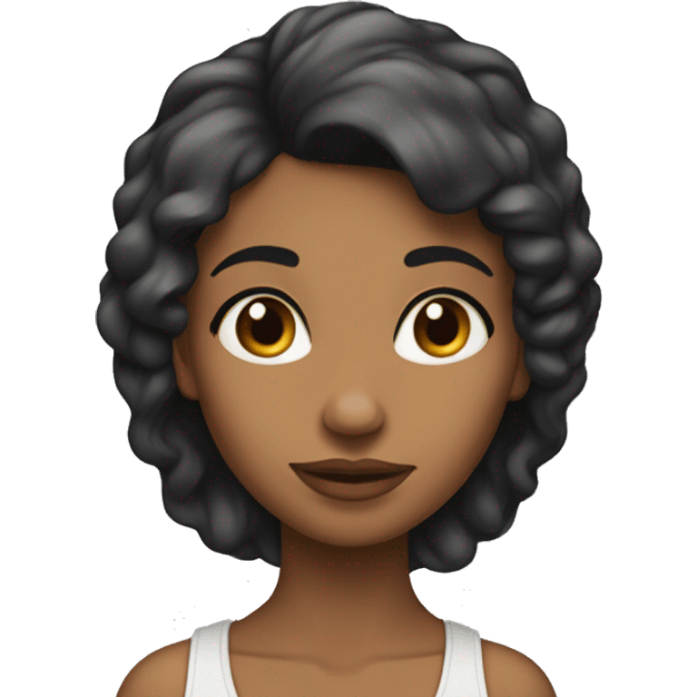 Una chica morena de pelo lacio negro emoji