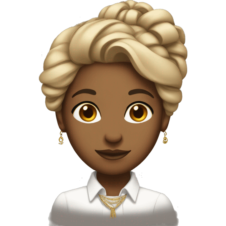 Brown girl with formals long hair tied up formals emoji