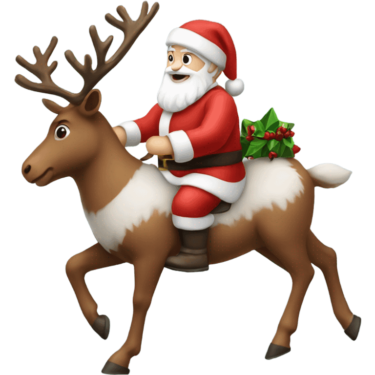 White Santa riding on reindeer emoji