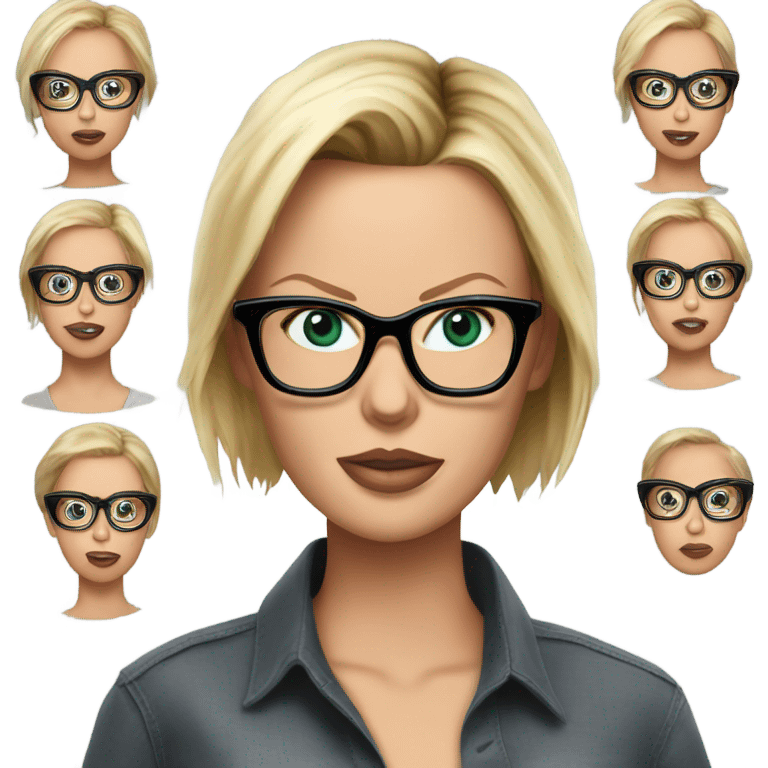 ultra realistic charlize theron wearing shirt and glasses  emoji