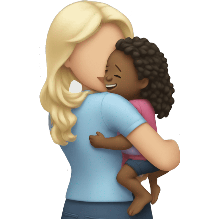 White mom hugging daughter emoji