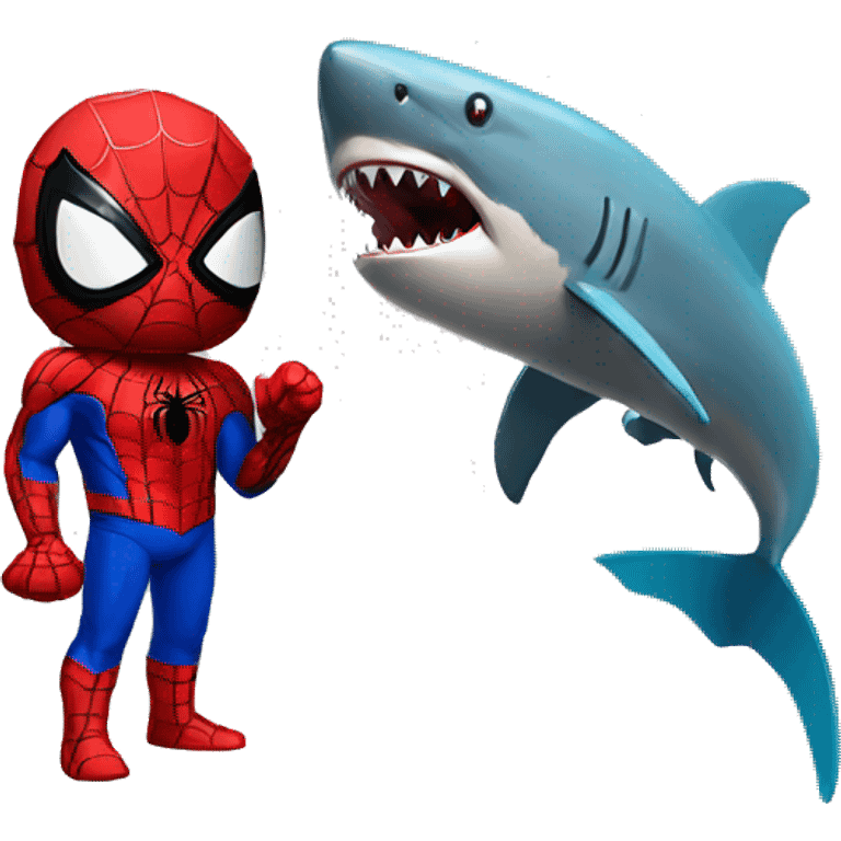 Spider-man vs a shark emoji