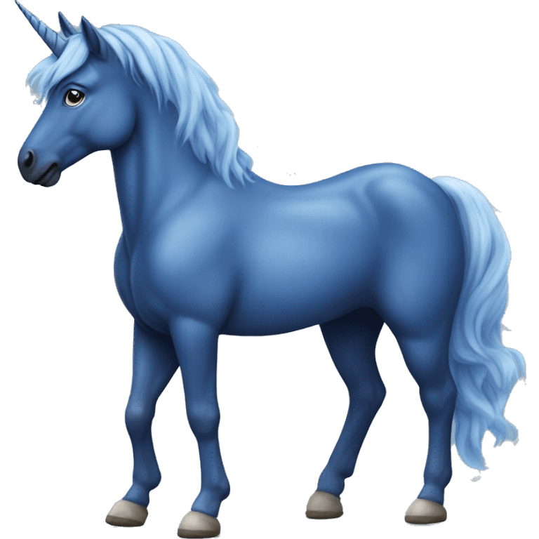 Full body realistic Indigo blue unicorn emoji