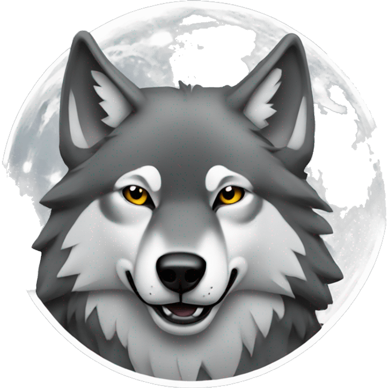 alpha wolf with moon in background  emoji