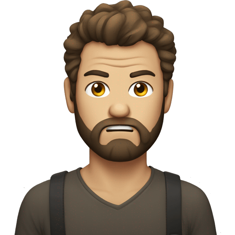 angry man head, scruffy brown hair, beard emoji