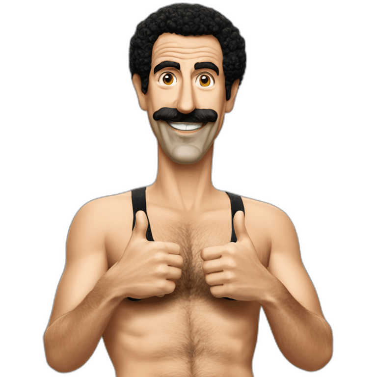 Borat in mankini with two thumbs up emoji