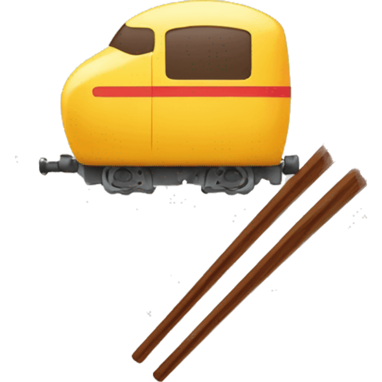 chopsticks and a train emoji