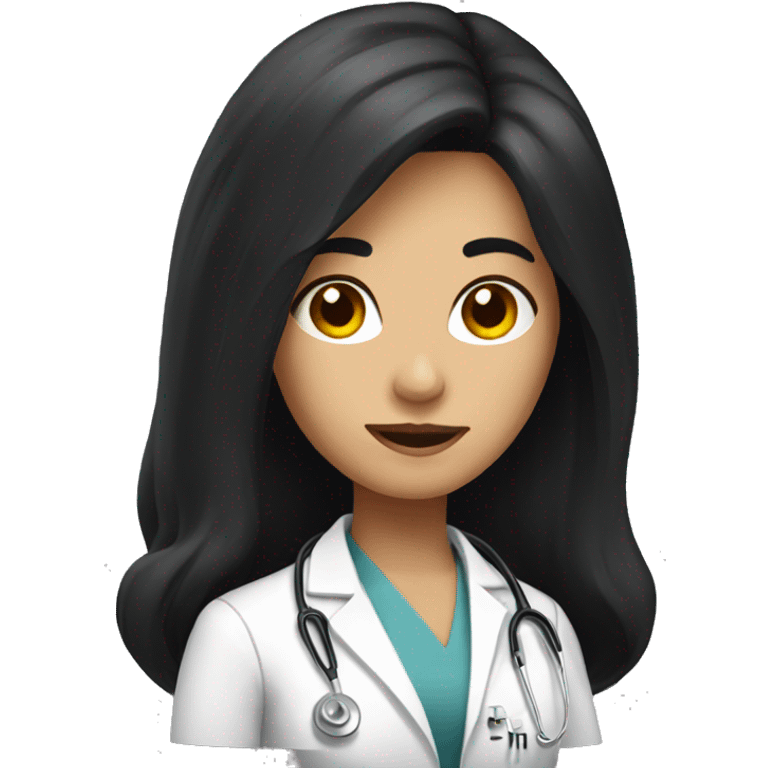 lady doctor with long black hair emoji