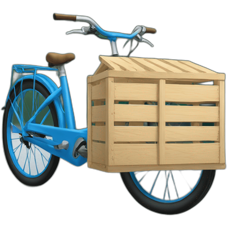 blue step-through bike with wooden crate on rear emoji