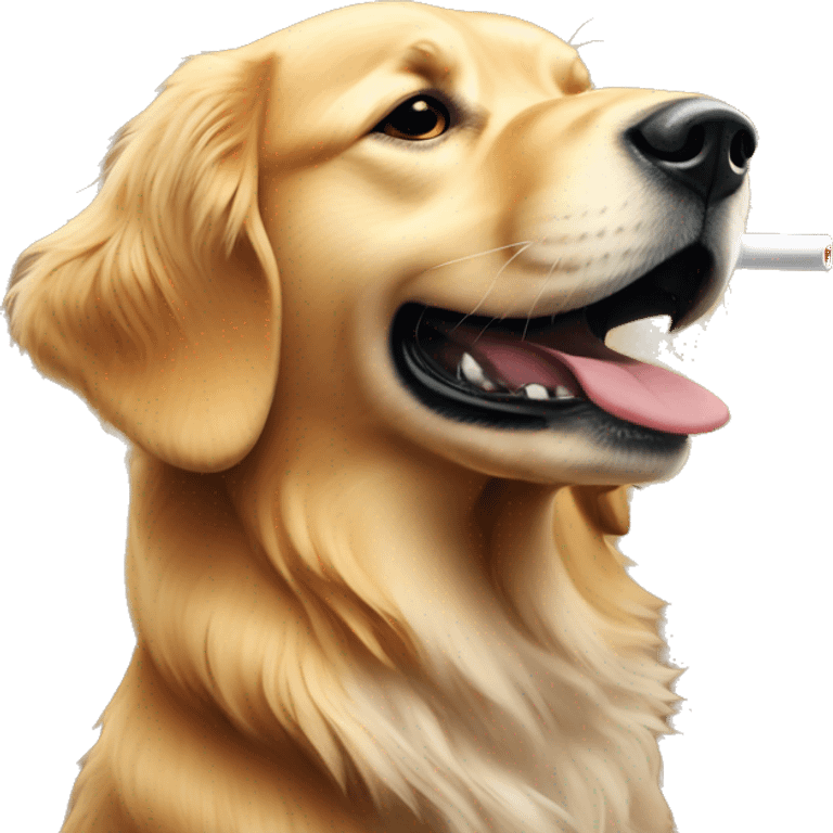 Golden retriever blowing whistle holding stop sign emoji