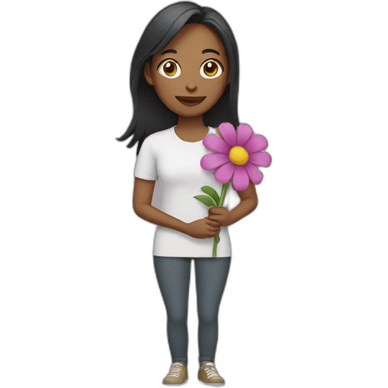 Women holding a flower emoji