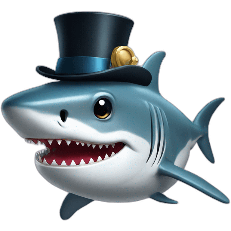 Shark with a top hat emoji