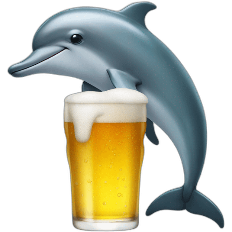 dolphin with beer emoji