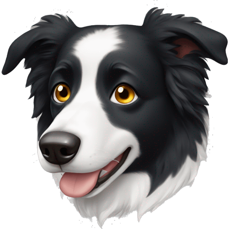 Border collie with one eye black emoji