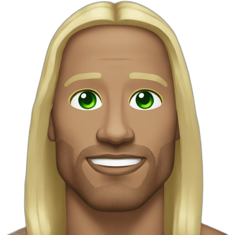 Dwayne Johnson with a White girl green eyes ans very long dark blond hair emoji