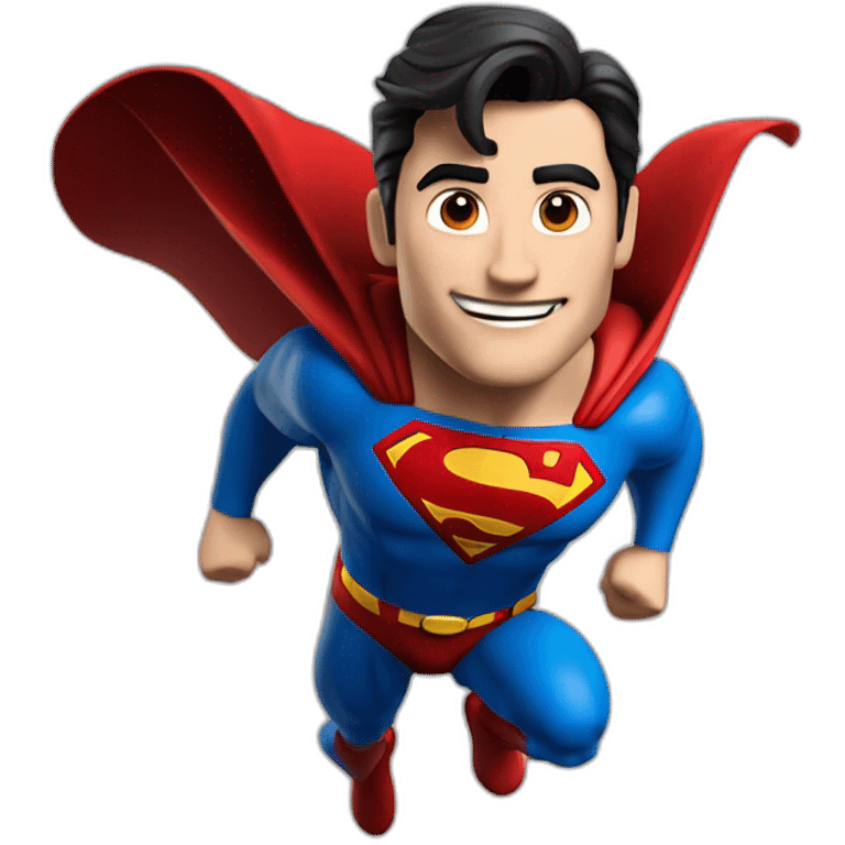 hombre disfrazado de superman volando estilo Pixar 3D emoji