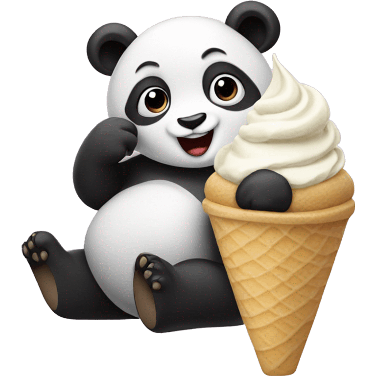 Panda eating ice cream emoji