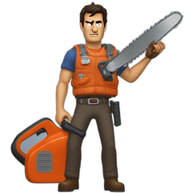 Ash Williams with hand as chainsaw emoji