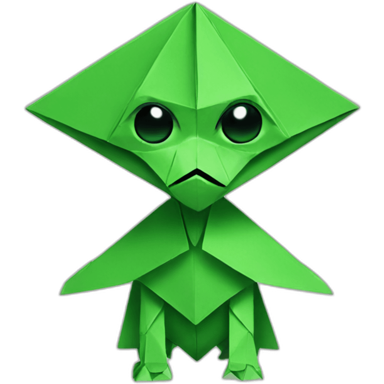 Green origami alien emoji