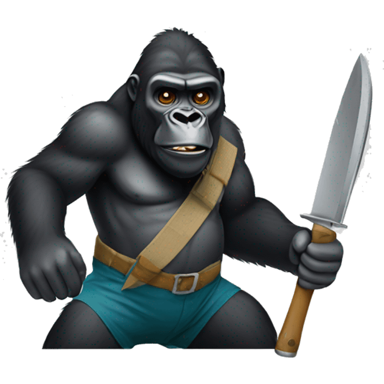 A gorilla with a machete emoji