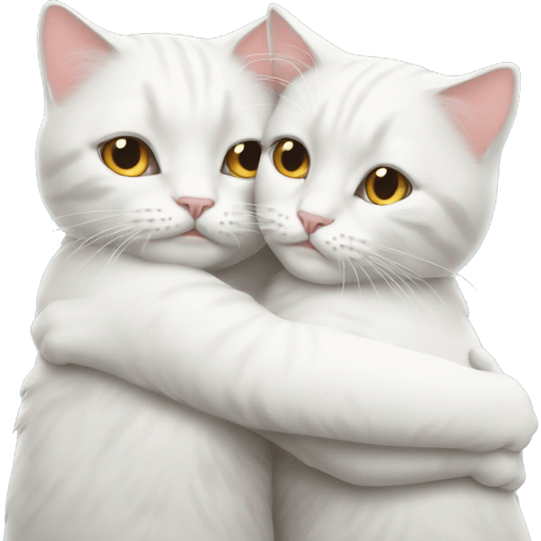 Two white British cats hugs  emoji