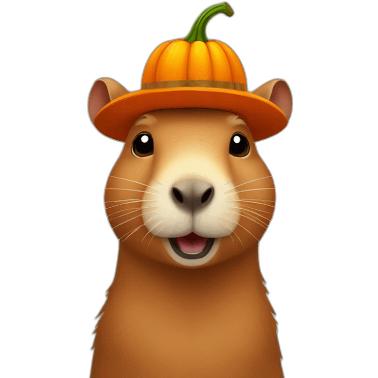 capybara wearing pumpkin hat emoji