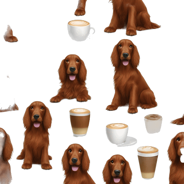 Happy Irish setter with cappuccino  emoji