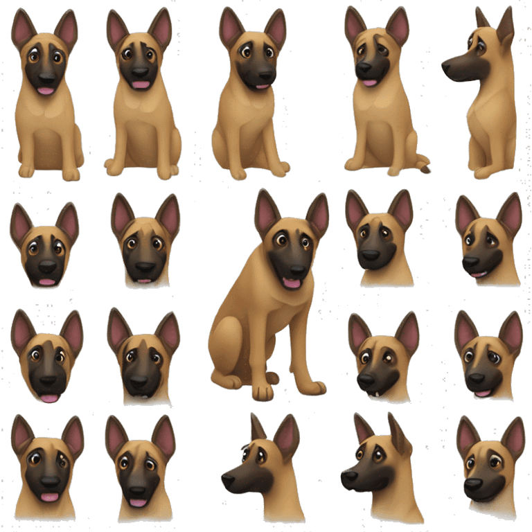 malinois qui se cache, peur emoji