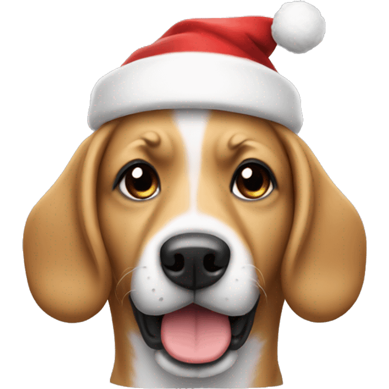 Dog wearing a Santa hat emoji