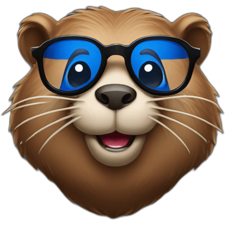 Beaver wearing glasses and black T-shirt with Pepsi name printed on it emoji