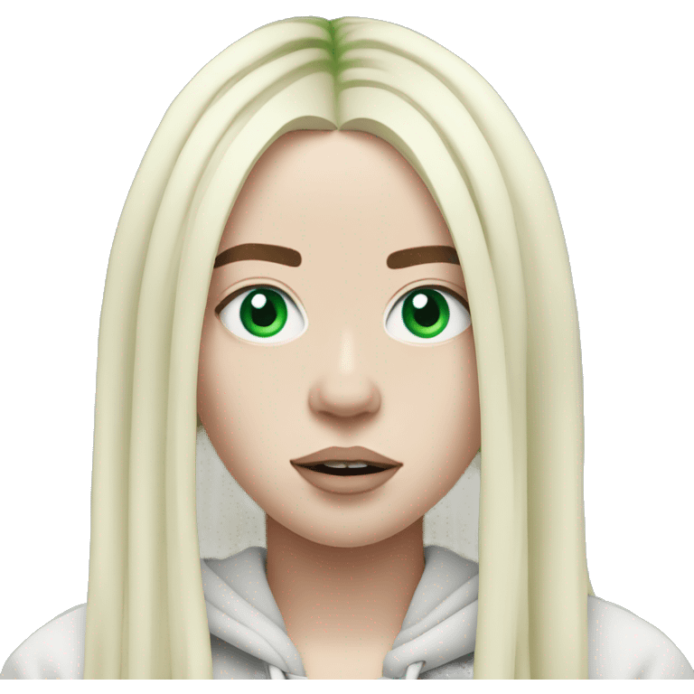 billie eilish with her blue eyes and green roots emoji