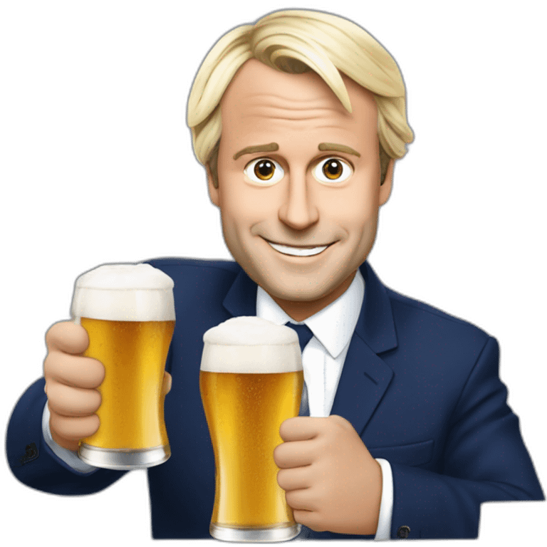 Emanuel Macron avec Marine le Pen buvant une bier emoji