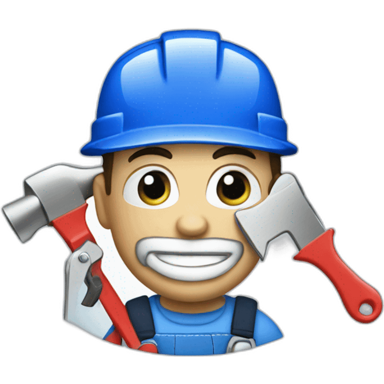 create a handyman with a logo of a WHITE M in a blue wallpaper emoji