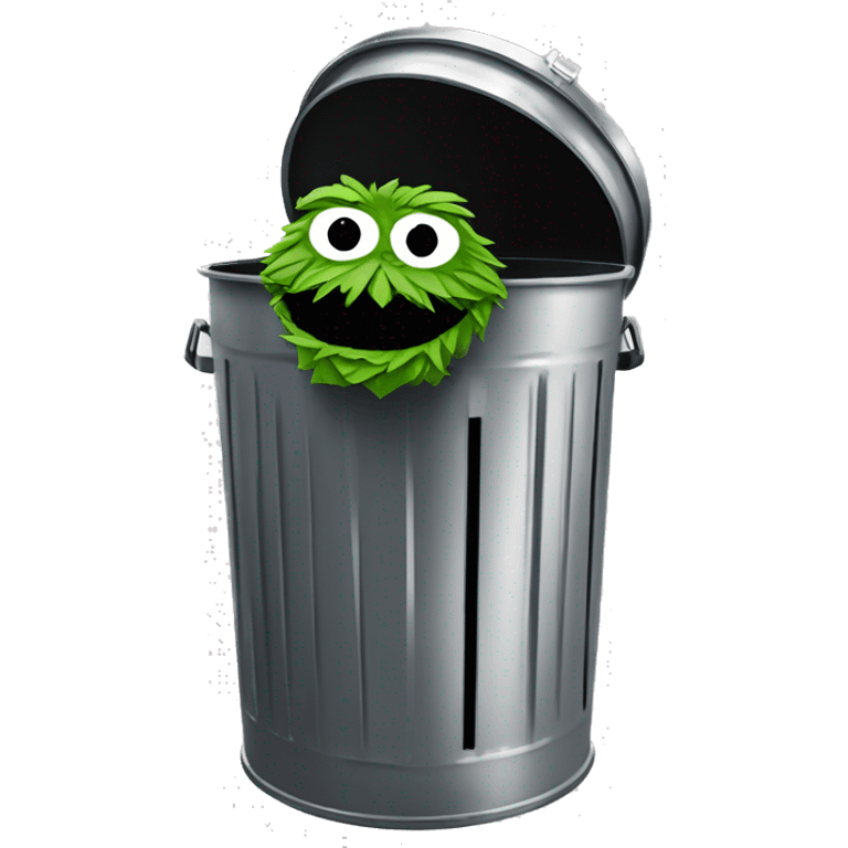 oscar the grouch inside metal trash can emoji