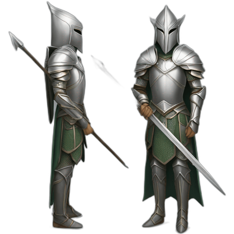 gondolindrim elven warrior silmarillion with silver armor, shield and spear emoji