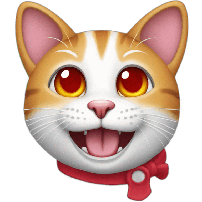 Cat, laughing, red eyes, blue tongue, rainbow furr emoji