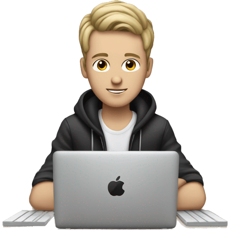 white boy Music producer with a macbook  emoji