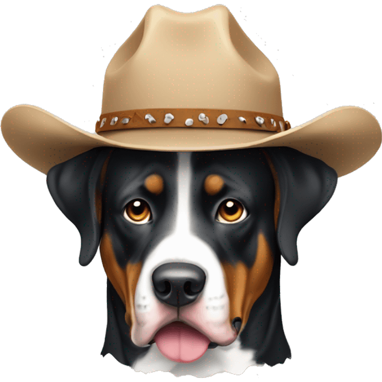 Greaterswiss mountain dog wearing cowboy hat emoji