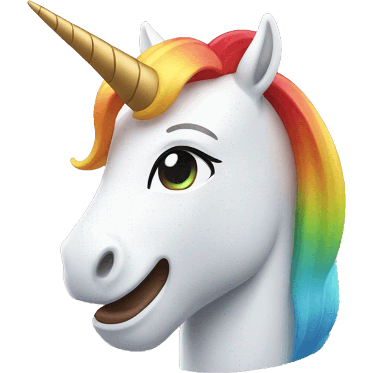 Apple memoji style, detailed 4K rainbow unicorn smiling emoji