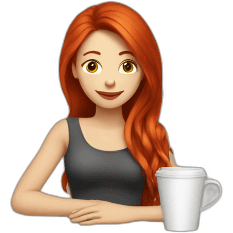 woman-with-long-red-hair-drinks-coffee emoji