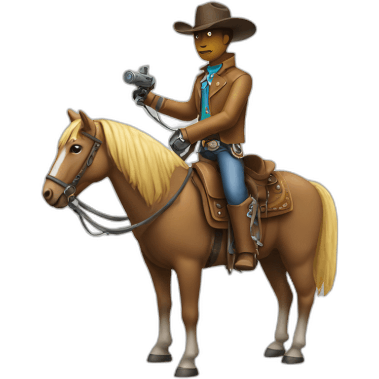 robot cowboy on horse emoji