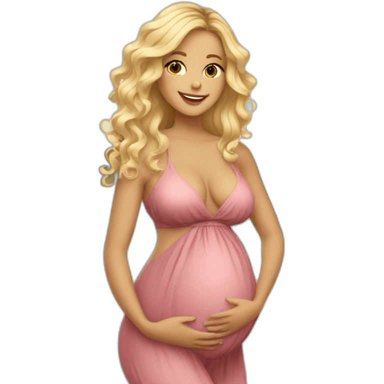 adorable pregnant blond full body women with beach-wave-hair emoji