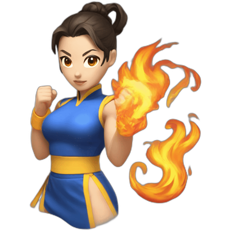 Chun-Li on fire emoji