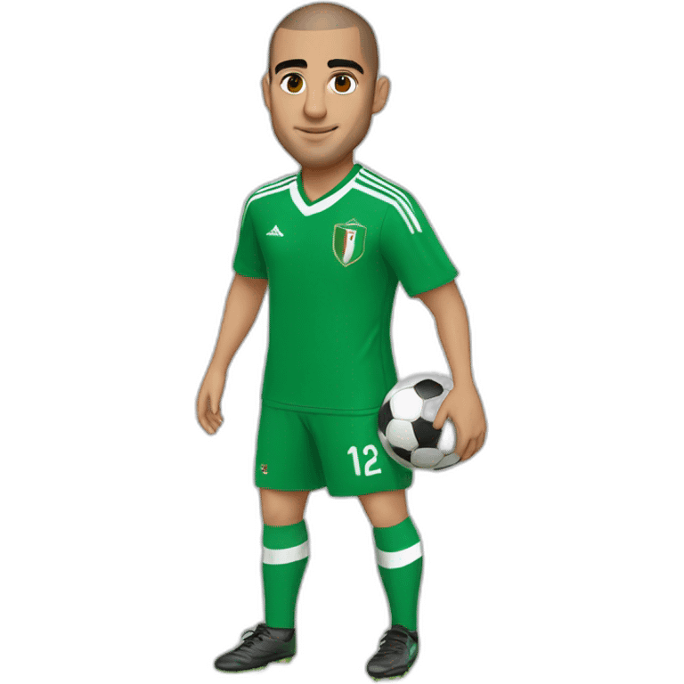 Zinedine Zidan wearing algerian green football kitand holding a ball emoji