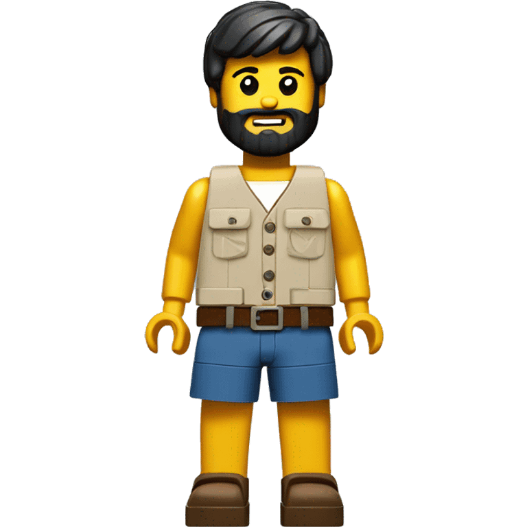 Lego builder in shorts with black short hair and a beard  emoji