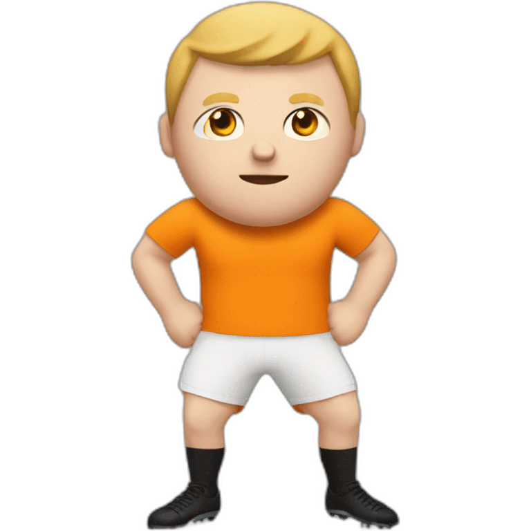 Fat white man play soccer orange and black emoji