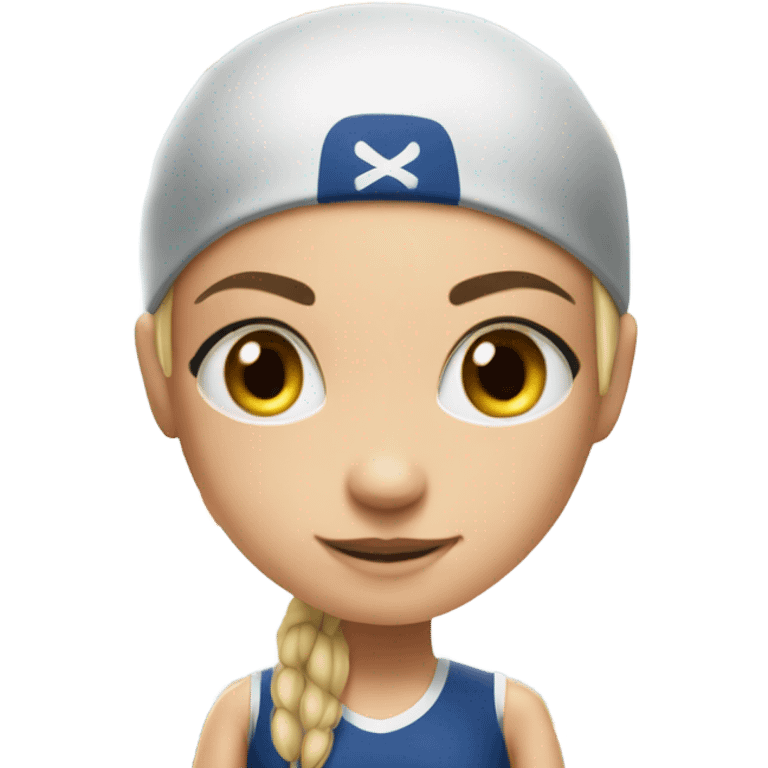 An athlete girl on the background of the letters Mega Mix emoji